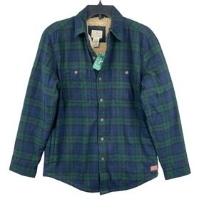 LL Bean Sherpa Lined Scotch Plaid Flannel Shirt Jacket S Slightly Fitted NEW